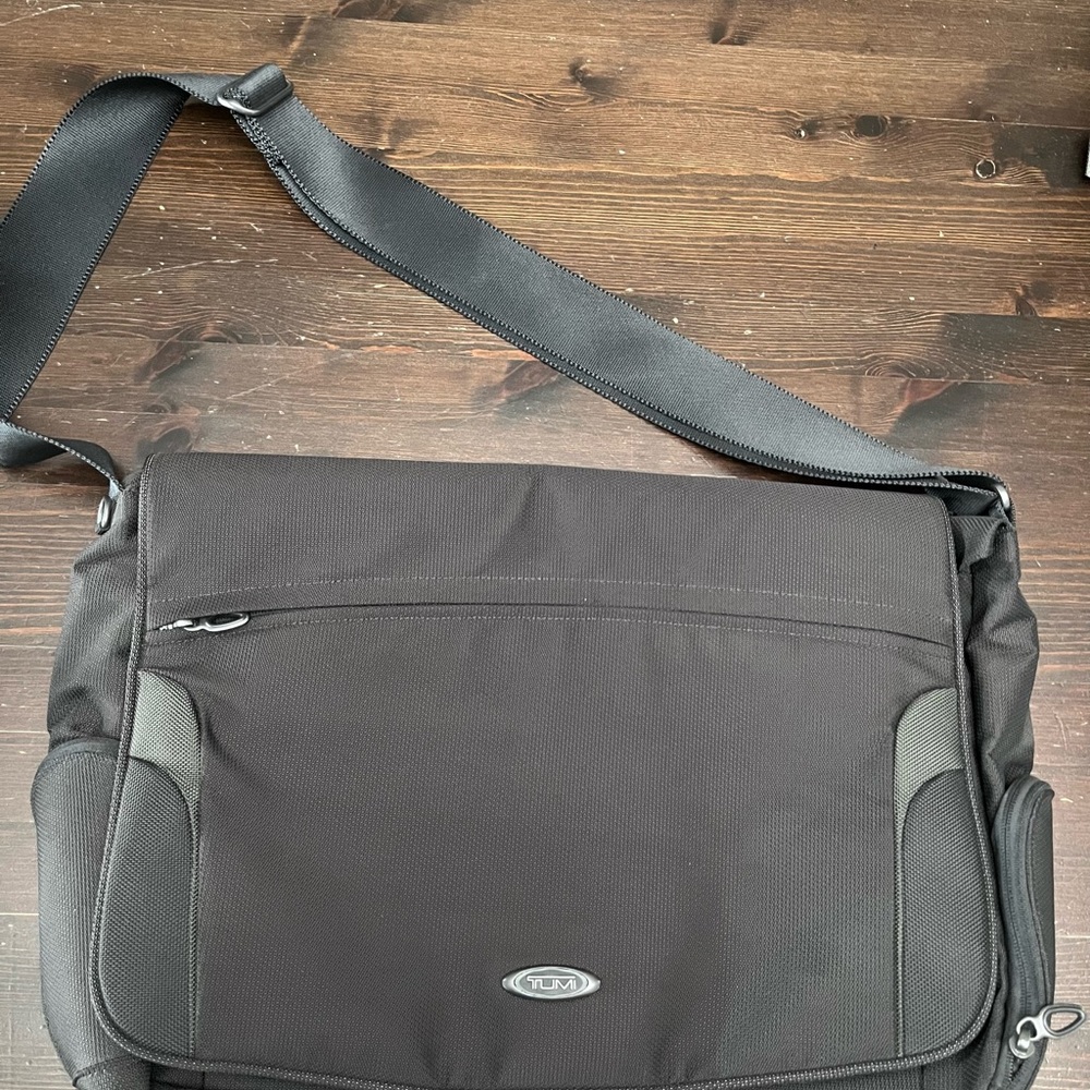 Tumi Black Messenger Bag with Adjustable Strap